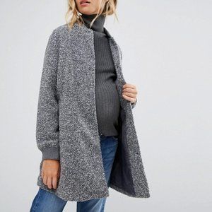 Grey Flecked Longline Maternity Bomber Jacket (ASO